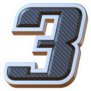 Carbon Fiber And Metallic Number 3 Sticker