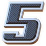 Carbon Fiber And Metallic Number 5 Sticker