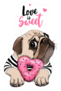 Card Of A Valentines Day Pug Love Is Sweet Sticker