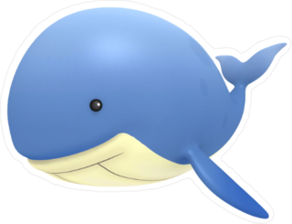 Cartoon 3D Whale Sticker