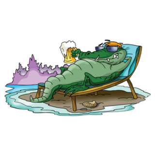 Cartoon Alligator Sunbathing Sticker