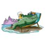 Cartoon Alligator Sunbathing Sticker
