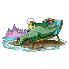 Cartoon Alligator Sunbathing Sticker