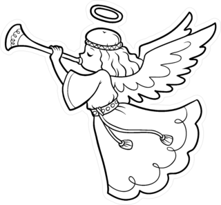 Cartoon Angel Line Art Sticker