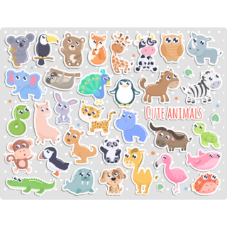 Cartoon Animal Sticker Sheet 