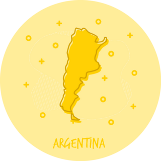 Cartoon Argentina Map Yellow Sticker