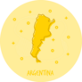 Cartoon Argentina Map Yellow Sticker
