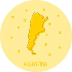 Cartoon Argentina Map Yellow Sticker