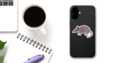Cartoon Armadillo Animal Smiling Sticker on a Phone (New) example