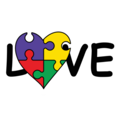 Cartoon Autism Jigsaw Puzzle Heart Lettering Sticker