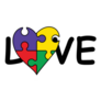 Cartoon Autism Jigsaw Puzzle Heart Lettering Sticker