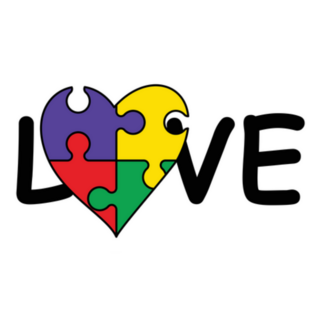 Cartoon Autism Jigsaw Puzzle Heart Lettering Sticker