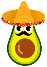 Cartoon Avocado With Mustache And Sombrero Sticker