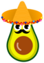 Cartoon Avocado With Mustache And Sombrero Sticker