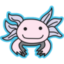 Cartoon Axolotl Blue Sticker