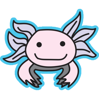 Cartoon Axolotl Blue Sticker