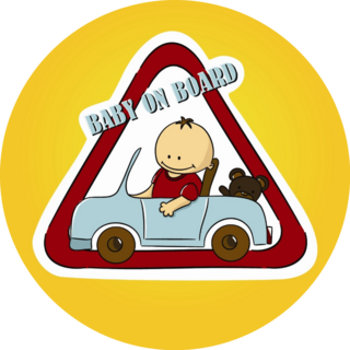 Cartoon Baby On Board Sign Sticker