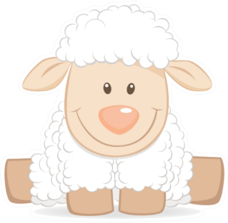 Cartoon Baby Sheep Funny Illustration Sticker