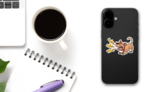 Cartoon Barking Dog Sticker on a Phone (New) example