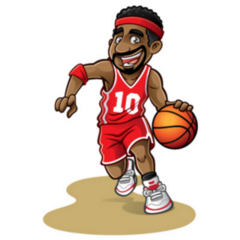 Cartoon Basketball Player Dribbling Ball Sticker