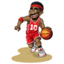 Cartoon Basketball Player Dribbling Ball Sticker