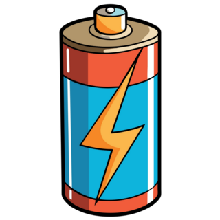 Cartoon Battery Lightning Bolt Sticker