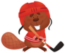 Cartoon Beaver Character Wearing Hockey Uniform Sticker