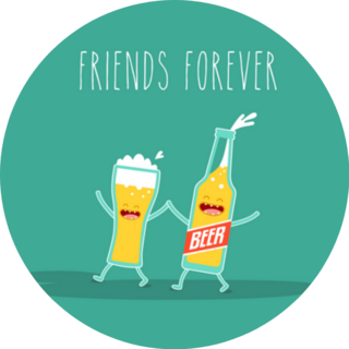 Cartoon Beer Friends Forever Sticker