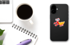 Cartoon Big Eyed Crab Sticker on a Phone (New) example