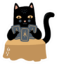 Cartoon Black Cat With Cat With Tarot Cards Sticker