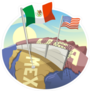 Cartoon Border Wall Between Mexico And The US Sticker