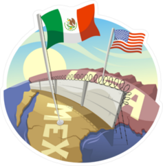 Cartoon Border Wall Between Mexico And The US Sticker