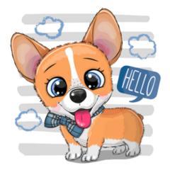 Cartoon Bowtie Corgi Sticker