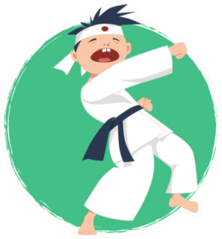 Cartoon Boy Doing Karate Sticker
