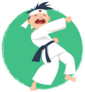Cartoon Boy Doing Karate Sticker
