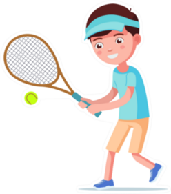 Cartoon Boy Playing Tennis Sticker