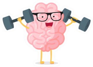 Cartoon Brain Power Health & Fitness Sticker