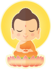 Cartoon Buddha On Lotus Flower Sticker