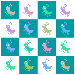 Cartoon Bugs Caterpillars Checkered Sticker