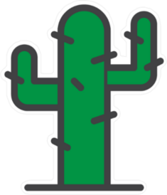 Cartoon Cactus Icon Sticker