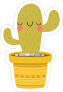 Cartoon Cactus in Yellow Pot Sticker