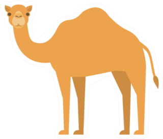 Cartoon Camel In Flat Style On White Background Sticker