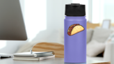 Cartoon Carne Asada Taco Sticker on a Water Bottle (New) example