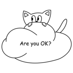 Cartoon Cat On A Cloud Are You Ok? Sticker