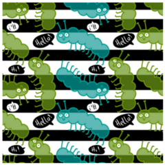 Cartoon Caterpillars On Stripes Sticker