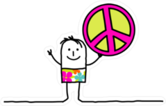 Cartoon Character Holding Peace Sign Sticker