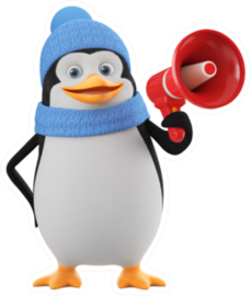 Cartoon Character Penguin Holding A Megaphone Sticker