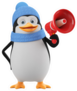 Cartoon Character Penguin Holding A Megaphone Sticker