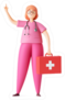 Cartoon Character Woman Doctor Wears Pink Uniform Sticker