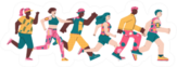 Cartoon Characters Of Running Marathon People Sticker